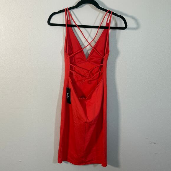 Lulus Red Strappy Bodycon Mini Dress Medium NWT - Picture 3 of 6